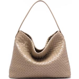 Woven Tote Bag for Women: Vegan Leather Purse for Weekend & Style | Handwoven Shoulder Bag with Removable & Adjustable Strap - Medium Tote Bag fit 11" iPad - Elegant Commuting & Daily Bag