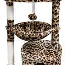 SYANDLVY Small Leopard Print Cat Tree for Indoor Cats, Cat Tower with Scratching Post, Modern Cat House with Padded Perch, Kittens Condo with Cradle, Cat Cave (29.6")