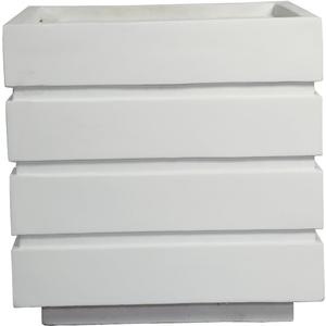 White Square Fiberstone Planter 14 Inch x 14 Inch x 14 Inch, in White Color