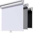 AOSKY Cordless Roller Shades Blackout Blinds for Windows Room Darkening Rolled Up Shades with Spring System, UV Protection Window Shades Door Blinds for Home and Office (31.5" W x 72" H, White)