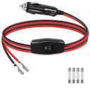 2 x GELRHONR 12V Cigarette Lighter Male Plug with Leads & LED Light, Replacement Cigarette Lighter Male Plug to Bullet Female Terminal Extension Cable with Switch Button,15A Fuse (0.6M)