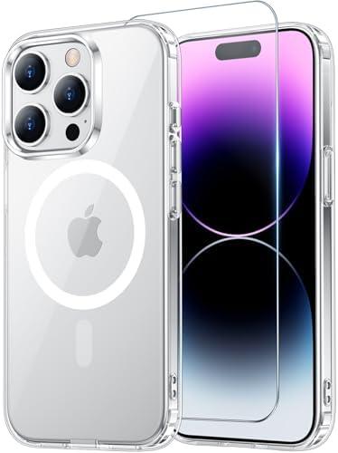 Temdan for iPhone 14 Pro Max Case Clear, [Compatible with Magsafe][Anti-Yellowing][Military-Grade Protection] Shockproof Slim Magnetic Phone Case Cover, Transparent