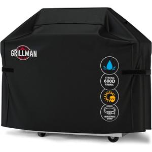 Grillman Premium Grill Cover for Outdoor Grill, BBQ Grill Cover 60 Inch- Rip-Proof, Waterproof, Top Heavy-Duty Large 60 Inch Grill Cover - Barbecue Cover & Gas Grill Covers (60"L x 28"W x 44"H, Black)