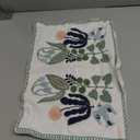 Alysheer Floral Embroidered Summer Lumbar Decorative Throw Pillow Cover 12"x 20", Farmhouse Cottage Navy Blue Green Flowers Leaves Patterned Cotton Canvas Cushion Case for Sofa Couch Bed Living Room (20" x 12" (Pack of 1))