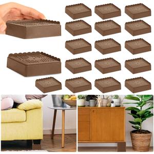 Bed Risers 1 inch, 2 inch, 3 inch, 4 inch Heavy Duty, Adjustable Furniture Riser for Table Desk Couch Sofa Chair Recliner Leg Frame Dorm, Stackable Bed Raisers Blocks (Brown 16 Pack, 1 inch)