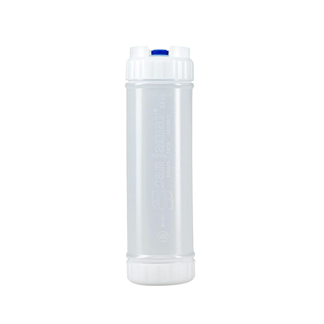 San Jamar Ez Kleen Plastic Sauce Bottle with Medium Valve for Thick Sauces and Relish, 24 Ounces, White, (Pack of 6)