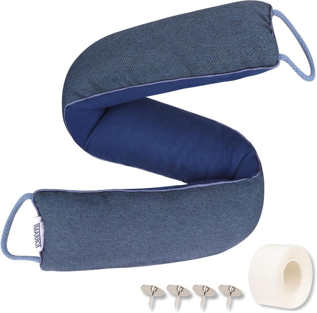 TORRAMI 30" Door Draft Stopper Under Bottom Insulation Noise Air Stopper 2.07LB,Draft Stopper Guard Seal for Doors and Windows - Dark Blue