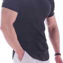 Workout Shirts for Men Short Sleeve Quick Dry Athletic Gym Active T Shirt Moisture Wicking (XX-Large, Black)
