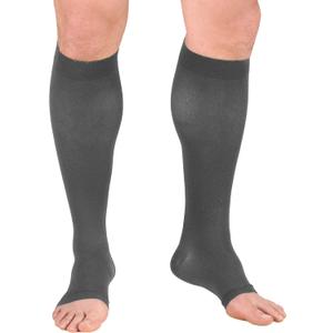 Truform 20-30 mmHg Compression Stockings for Men and Women, Knee High Length, Open Toe, Gray, Large (Large (1 Pair))