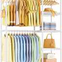 Ulif F2 Clothes Rack, 5 Tiers Heavy Duty Garment Rack for Bedroom, Freestanding Adjustable Closet Storage Organizer, 46.1" W x 15.4" D x 78.3" H, Load 630lbs, Upgraded White