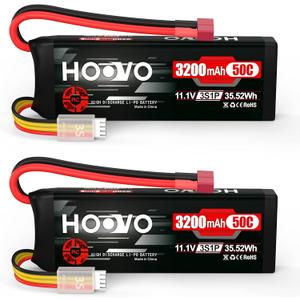 HOOVO 3S 11.1V 3200mAh 50C RC Lipo Battery with T Connector for RC Car RC Helicopter Airplane Quadcopter RC Models(2 Packs)