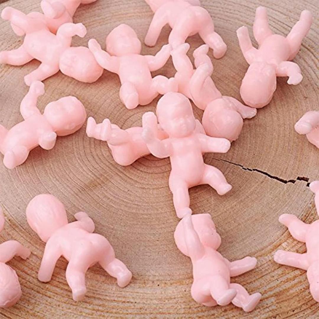 XINHUIDALSQ 24 Pcs King Cake Babies, 1.2 Inch Mini Plastic Babies for King Cake Baby Shower Ice Cube Game Mardi Gras Baby Decorations Party Favor(White)