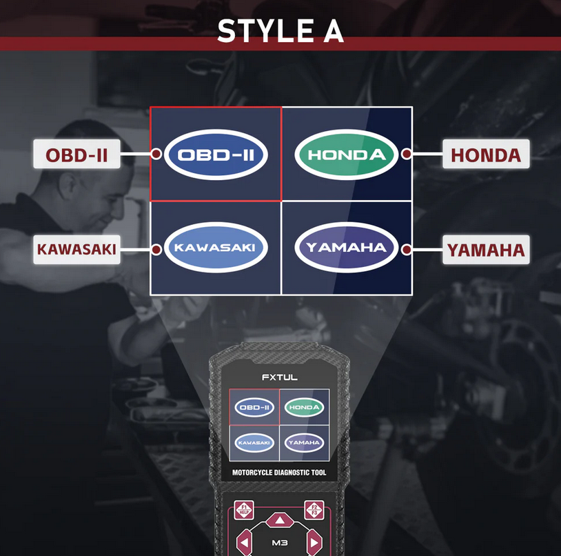 FXTUL M3 Motorcycle Diagnostic Tool OBD2 Code Reader Scan Tool For Honda Yamaha Motorcycle