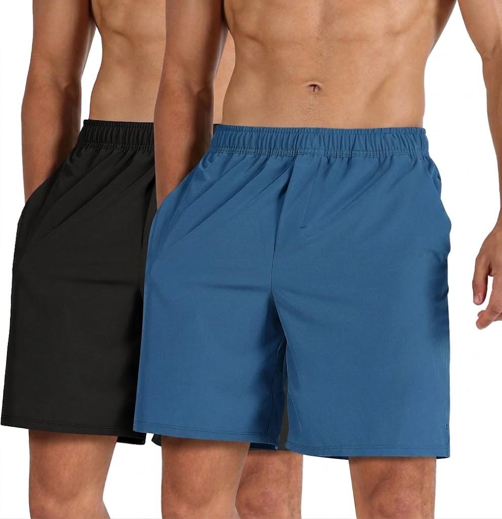 2 x ODODOS Men's Athletic Shorts with Pockets 5" Quick Dry Lightweight Workout Gym Running Shorts, Blue, XX-Large