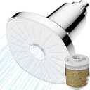 Ryamen Filtered Shower Head, Rain Shower Head with Filter, High Pressure Shower Filter Head for Hard Water, 99% REMOVAL for Chlorine, Heavy Metals, Improves Skin & Hair (Filtered, Silver S6)