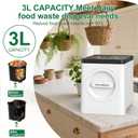 3L Electric Composter for Kitchen, Countertop Compost bin, One Touch Smart Model Handle Kitchen Waste, with Triple Grinding Blade, Carbon Filter, Auto-Cleaning, LED Touch Screen
