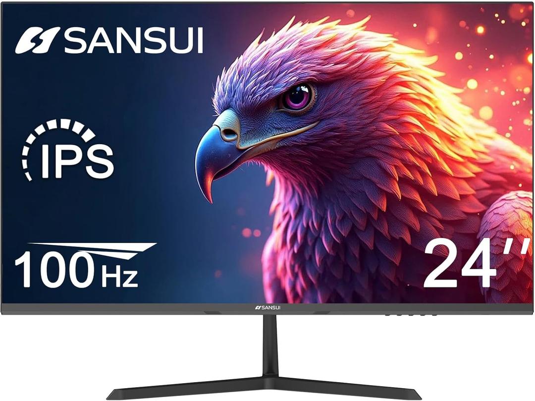 SANSUI 22" Monitor, IPS Display Computer Monitor, 100Hz Monitor VESA Mount with HDMI Inputs, FHD Monitor for Home Office (HDMI Cable Included)