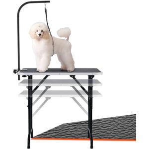 LEIBOU 36-inch Height Adjustable(23''~33.8'') and Foldable Pet Dog Grooming Table with Grooming Arm & Noose for Dog Cat Pet Grooming Maximum Capacity Up to 260lbs