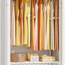 ULIFHOME H5C Clothes Rack with Cover, Portable Closet for Hanging Clothes, Covered Clothing Racks Heavy Duty, Garment Racks with Shelves, Max Load 360LBS, White Closet Rack with White Cover