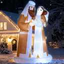 TRMESIA 8 Feet Jesus Birth Decoration Indoor Outdoor Inflatable Nativity Scene with LED Lights, Christmas Garden Lawn Decoration, Blow up Xmas Decor, Holiday Celebrations and Parties