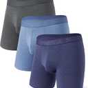 Separatec Men's Boxer Briefs,Soft and Breathable Rayon Made from Bamboo Boxer Brief with Ball Pouch 3 Pack, Size XL