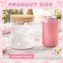 3 Pcs Pink Bow Glass Storage Jars with Airtight Lids Pink Bow Candy Cookie Jars Gift Cute Preppy Kitchen Canister Set for Women Girls Cute Kitchen Counter Decor Airtight Candy Cookie Containers