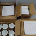 vancasso Soho Dinnerware Sets 24 Pieces, White Stoneware Square Place Setting, Dinner Plate, Dessert Plate, Cups and Plates Sets for Kitchen, Dish Set for 6, White