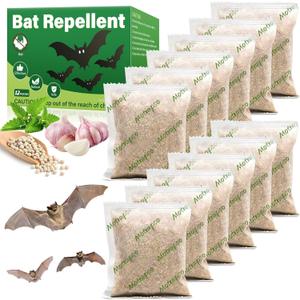 12 Pack Bat and Bird Repellent Pouches - Natural Peppermint Oil Eagle Repellent for Attic Indoor Outdoor Patio Garden Porch, Pet and Family Safe, Ready to Use