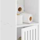 Narrow Bathroom Storage Cabinet, 4-Tier Slim Bathroom Organizers with Door and Open Shelf for Toilet Bathroom Small Spaces (7.9" D x 7.9" W x 31.5" H)