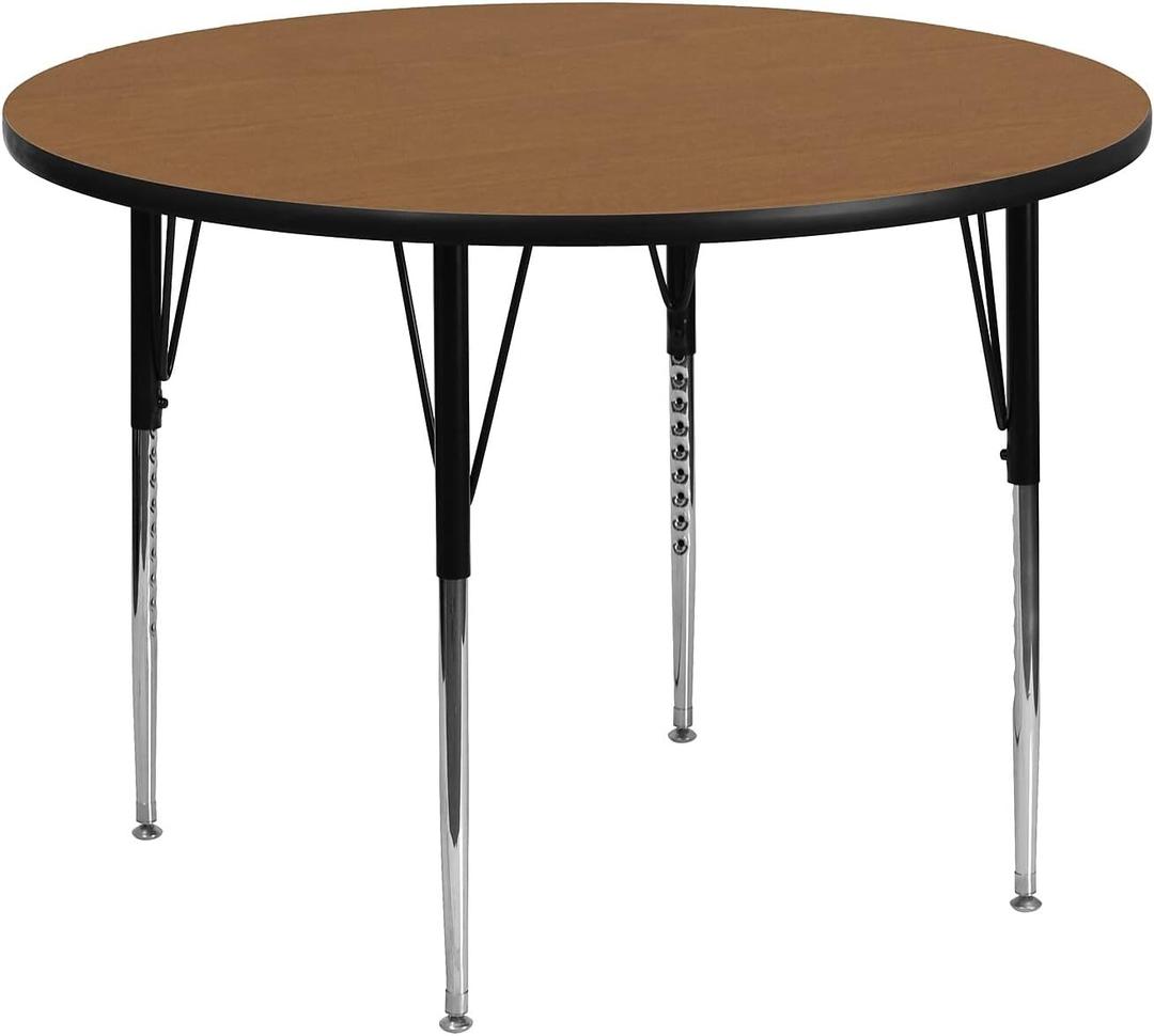 Flash Furniture Wren 48'' Round Oak Thermal Laminate Activity Table - Standard Height Adjustable Legs