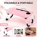 Handepo 2 Pcs Pink Foldable Lap Desk, Laptop Table for Bed Student