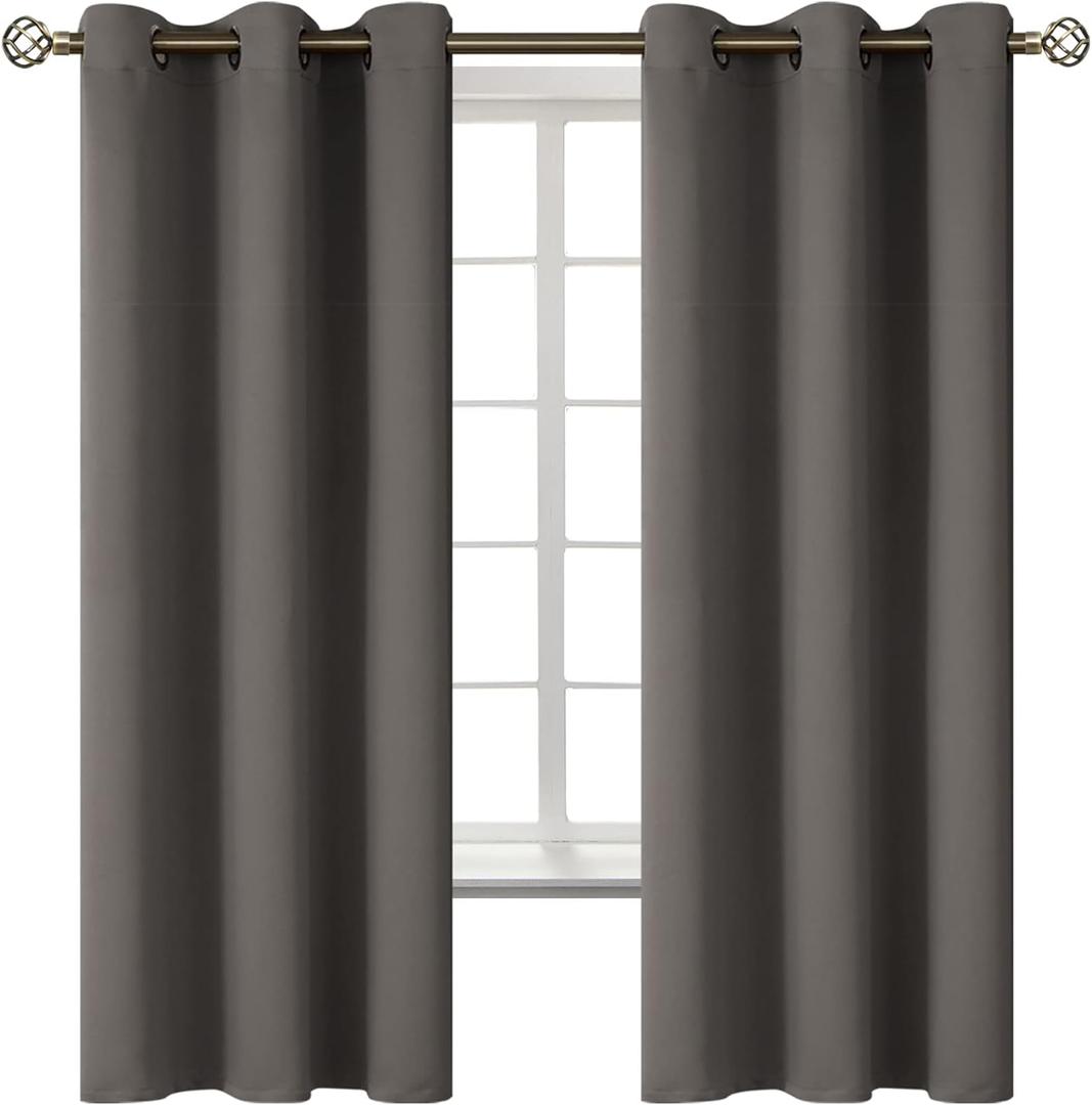 BGment Blackout Curtains for Bedroom - Grommet Thermal Insulated Room Darkening Curtains for Living Room, Set of 2 Panels (42 x 63 Inch, Grey) (42"W x 63"L (Pack of 2))