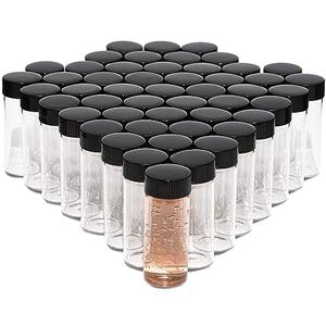 Juvale Clear Glass Empty Sample Bottles (0.7 Oz, 50 Pack) - Little Jars with Lids