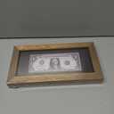 Space Art Deco, Gold Textured Dollar Bill/License Holder Frame in Black Mat, Money/Check Holder, Tempered Glass, Easel Stand for Desk or D-Ring Hangers Wall Mounting Display (Set of 1)