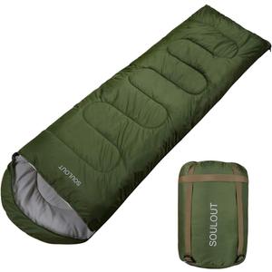 3-4 Season Sleeping Bag for Adults & Kids, Lightweight Warm Cold Weather Camping Bag with Waterproof Compression Sack  Portable for Hiking, Backpacking, Traveling & Outdoor Adventures (Army Green)