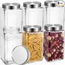 LemonRoad 6 Pack 68 oz Square Glass Jars with Lids Wide Mouth Kitchen
Stainless Steel Lids Airtight Seal, Food Containers for Flour Sugar Coffee Rice Tea Spices Herbs, Clear Pantry Storage