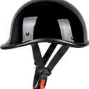 Yesmotor Motorcycle Helmet Half Shell Hawk Style Helmets Compact Lightweight Open Face for Motorcycle Street Bike Cruiser Moped - DOT Approved (Light Black,L)