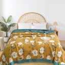 Boho Throw Blanket for Bed - 100% Pure Cotton Ultra Soft Rustic Quilt - Farmhouse Decor Bed Blankets, All Season Rustic Throw for Sofa Couch Chair(60"80", Flower Branch 2)