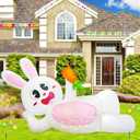 OurWarm 8FT Easter Inflatables Outdoor Decorations, Lying Inflatable Easter Bunny Decor, Easter Bunny Blow up Inflatable with LED Lights, Easter Blow Ups for Outside Holiday Roof Lawn Yard Decor