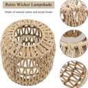 RTNLIT Handmade Woven Lampshade Replacement 7.08" D7.48" H, Retro Boho Rattan Lamp Shade for Table Floor Pendant Light, Small Natural Wicker Lampshade for Home Decor