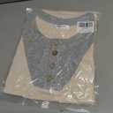 Womens Tops Summer Sweaters Short Sleeve Patchwork V Neck Henley Shirts 2026 Dressy Casual Business Tunic Blouses (Beige, L)
