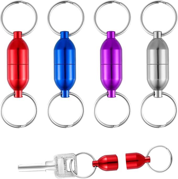 4 Pack Magnetic Quick Release Keychain, Strong Magnetic Key Holder Connector Multipurpose Detachable Pull Apart Key Ring for Purse Women Men (4 Colors)