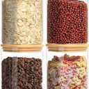 VIEWELLD 1.2 Qt Square Glass Storage Containers with Lids, glass jar with airtight lid, Glass Canister for Pantry Cookie Cereal Rice Sugar Tea Coffee Beans Spice, Square Set of 4