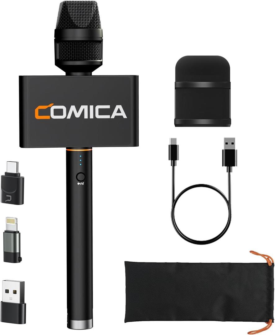COMICA Revo S Wireless Handheld Microphone, Professional Handheld Interview Mic for iPhone16 15, Android Phones Laptops PC with USB-C Plug, Reporter Mic for Content Creators, Interviews, Reporting