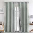 Joydeco 100% Blackout Curtains 90 inches Long Natural Linen Drapes 2 Panels Set Burg for Bedroom Living Room Black Out Darkening Curtain Thermal Insulated Back tab Rod Pocket(52x90 inch,Sage Green) (52"W x 90"L (Pack of 2))