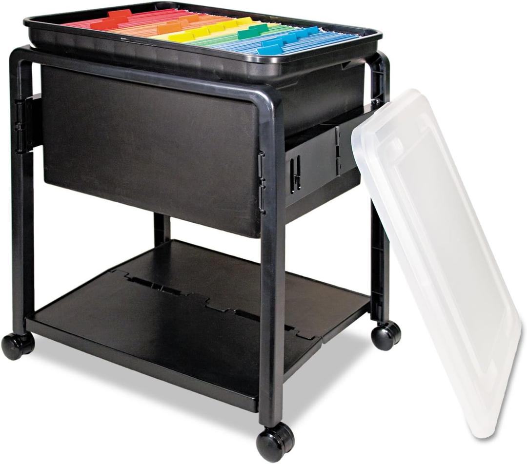 Advantus 55758 Folding Mobile File Cart, 14-1/2w x 18-1/2d x 21-3/4h, Clear/Black