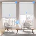 Grandekor Motorized Roller Shade with Remote Control,Motorized Blinds 100% Blackout Electric Shades, Cordless Window Blinds Shades for Bedroom Living Room Office,White,W23 xH72