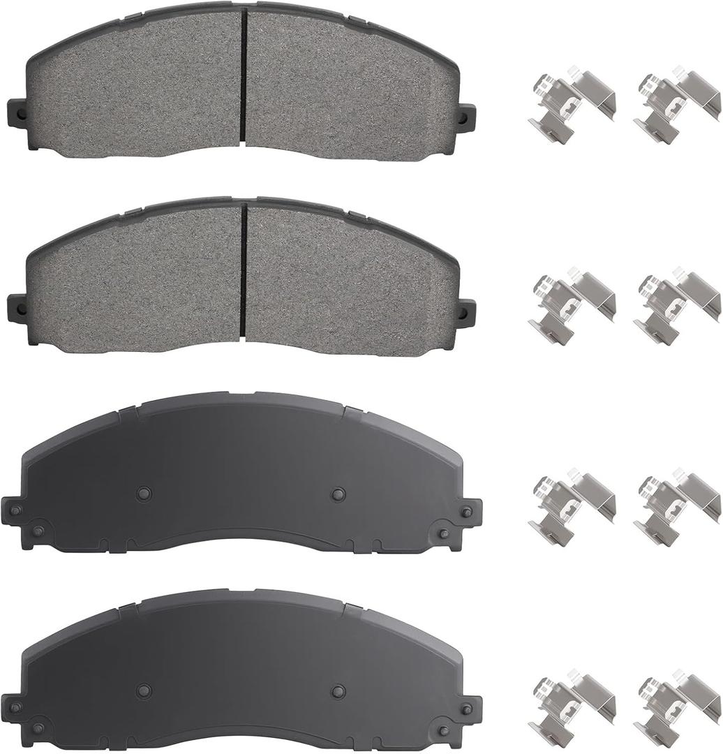 Front Semi-metallic Disc Brake Pads Set for Ford F-250, F-350, F-450 Super Duty 2013 2014 2015 2016 2017 4PCS(With Hardware)