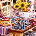 4th of July Highland Cow Decorations, Independence Day Patriotic Decorations, Memorial Day Decor, Red White And Blue Decor, Wooden Box Sign for Office Desk Home Bedroom Table Living Room