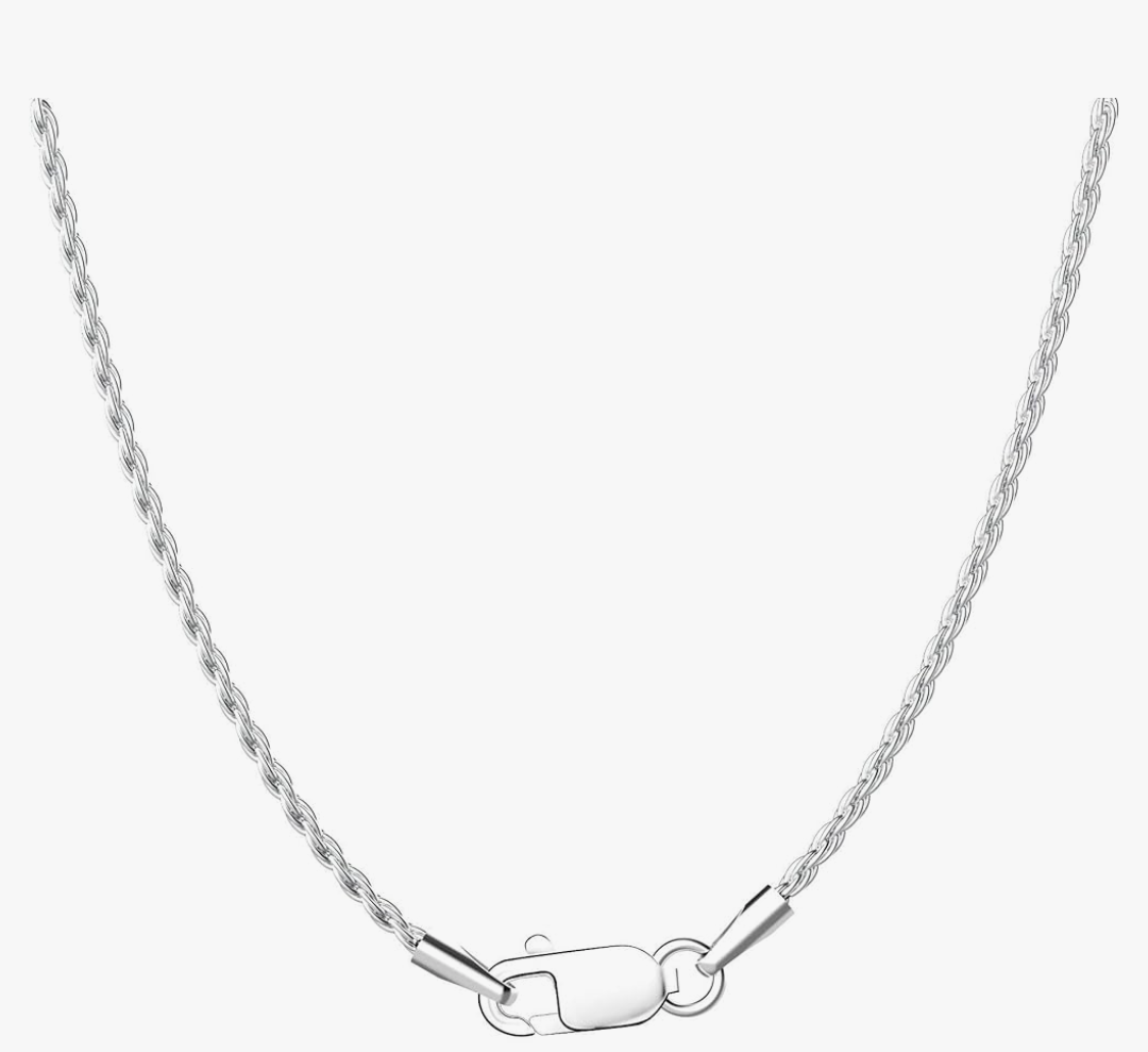 Jewlpire Solid 18K Gold Over 925 Sterling Silver Chain Necklace for Women, 1.35mm Rope Chain Italian Necklace Chain for Women Men Super Shiny & Durable Women's Chain Necklaces 18 Inch